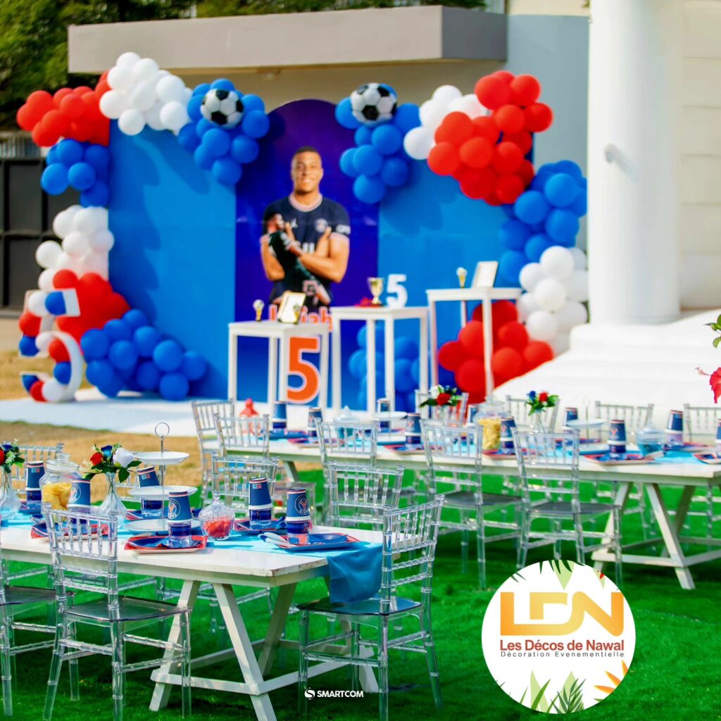 organisation et décoration d'un anniversaire thème Mbappe PSG
